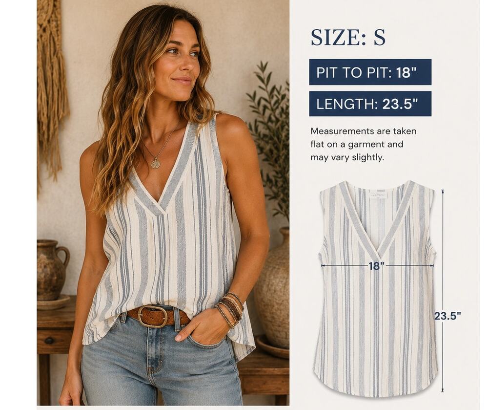 Faherty Dune Stripe Sleeveless Organic Cotton Gauze Top Size XS Coastal Cowgirl